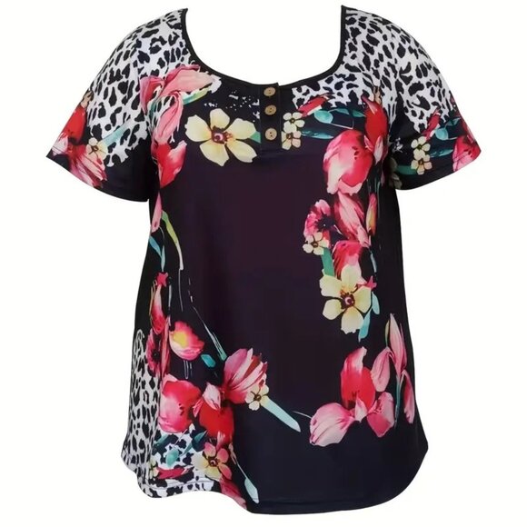 Women's Plus Size Floral  Relaxed-Fit Casual Summer Vacation Blouse Top 18W - Picture 2 of 7